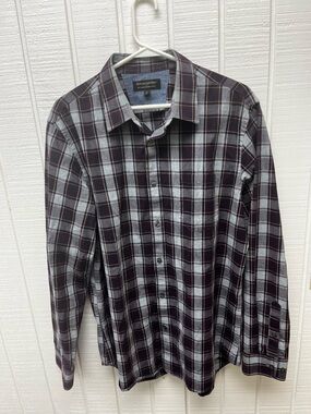 Banana Republic Men’s Large Plaid Shirt LS Soft Wash Tailored Slim Fit Casual
